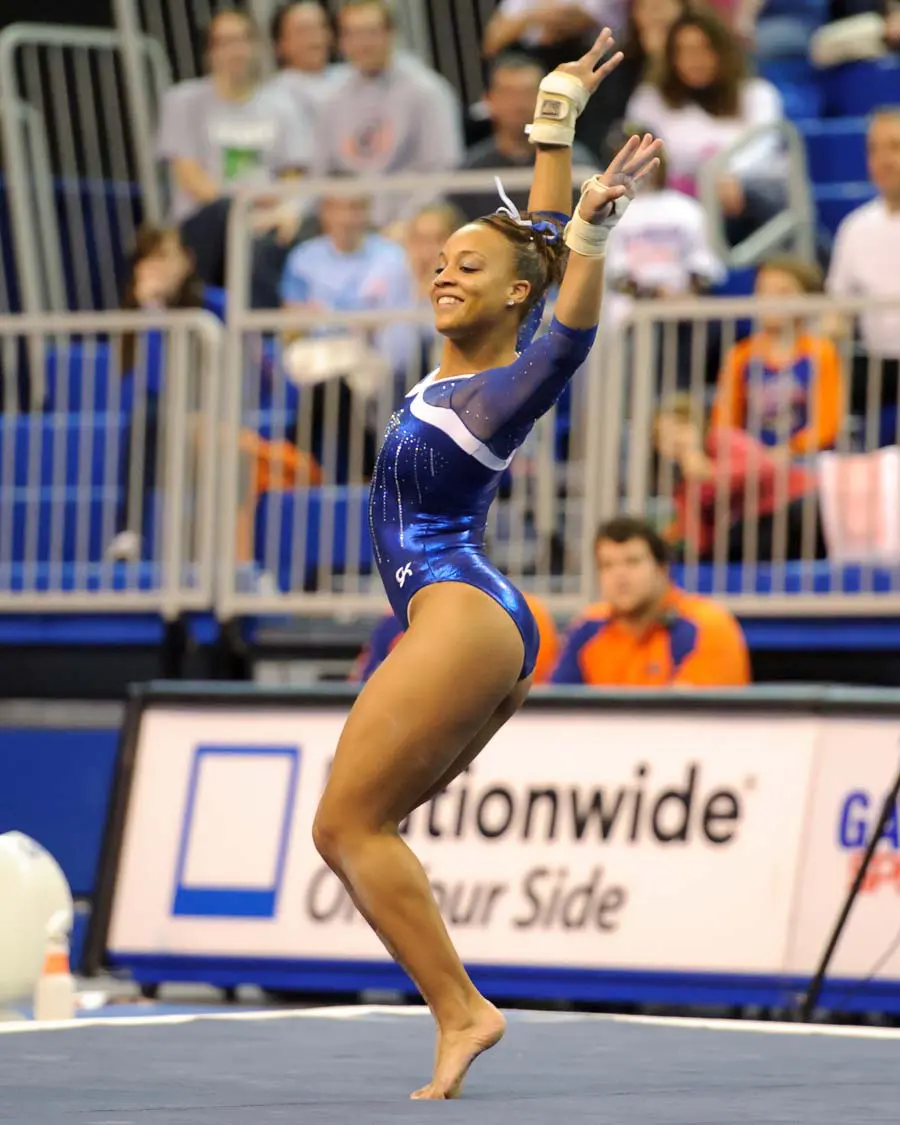 Kytra Hunter performing a gymnastics move